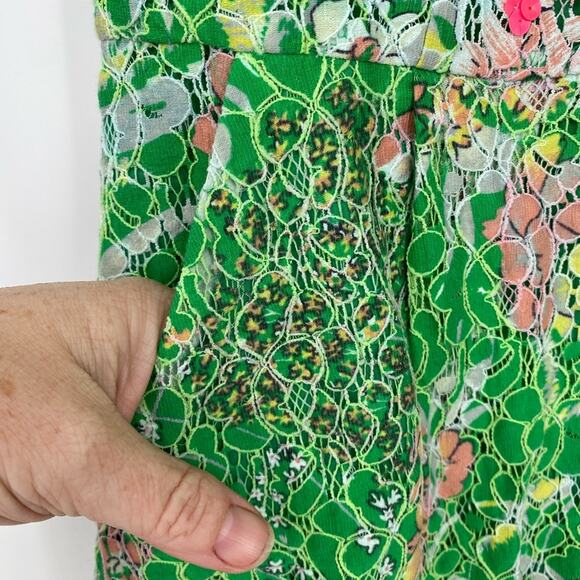 Maeve Anthropologie Lace Sequin Mini Dress Green White Pink Romantic Floral 2 - Picture 6 of 13